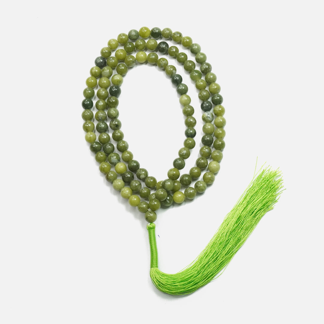 Nephrite Jade Japamala: Round Plain Beads  8mm