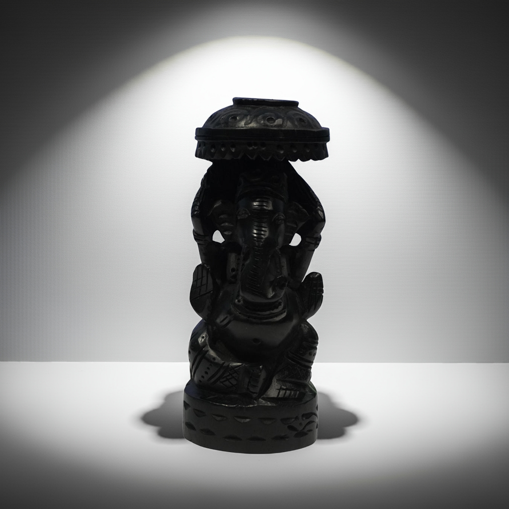 Karungali Ganesha Idol - Chatra-Mukuta Vigneshwara: Auspicious & Sacred