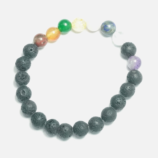 Basalt with Navagraha Beads Bracelet Love Rocks Bracelet
