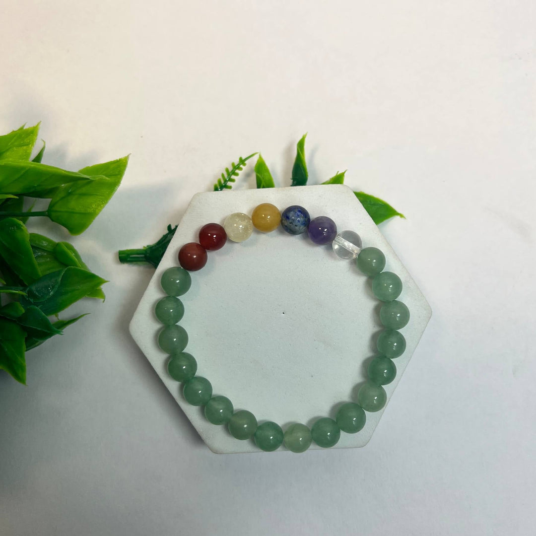 Green Aventurine 7 Chakra Healing Bracelet for Energy Balance