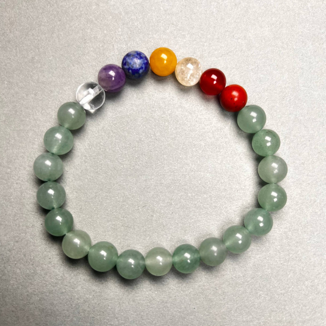 Green Aventurine 7 Chakra Healing Bracelet for Energy Balance