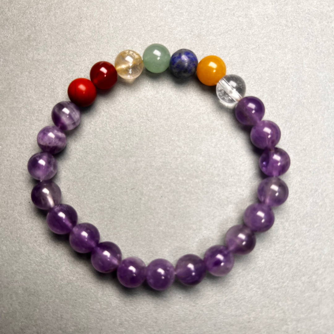 Amethyst 7 Chakra Healing Bracelet for Inner Balance
