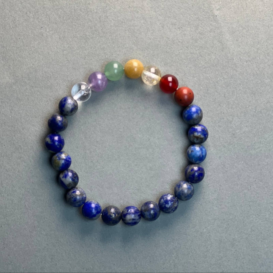 Lapis Lazuli 7 Chakra Healing Bracelet for Wisdom & Balance