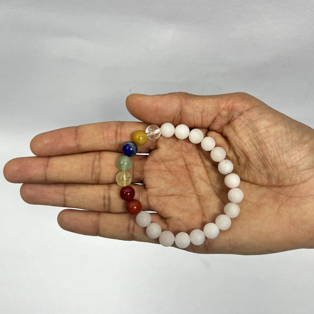 Rose Quartz 7 Chakra Healing Bracelet for Love & Balance