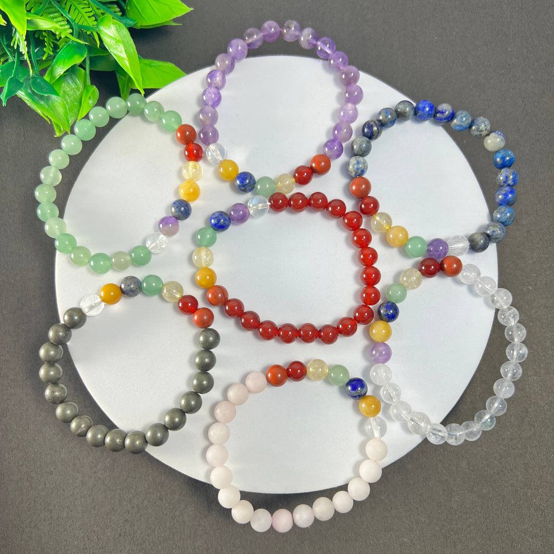 Pyrite 7 Chakra Healing Bracelet for Abundance & Confidence - Love Rocks