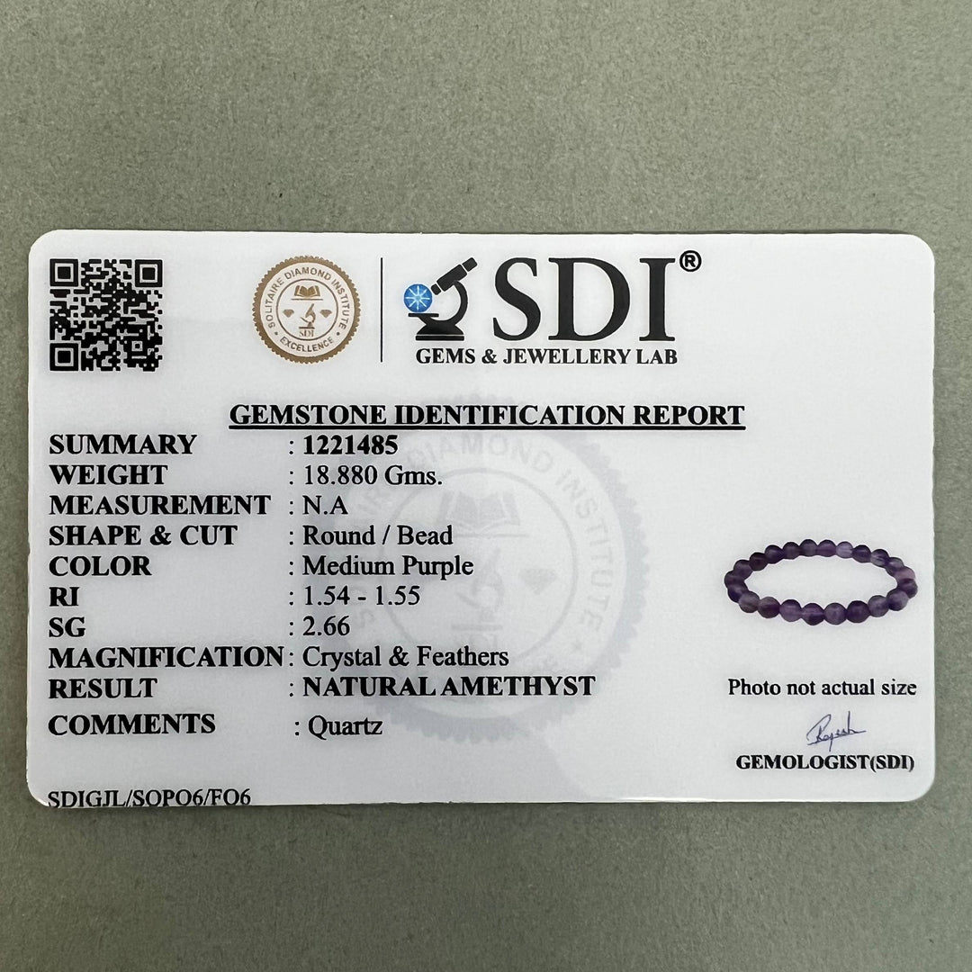 Amethyst Bracelet: Peace and Calm - Round Beads 8mm