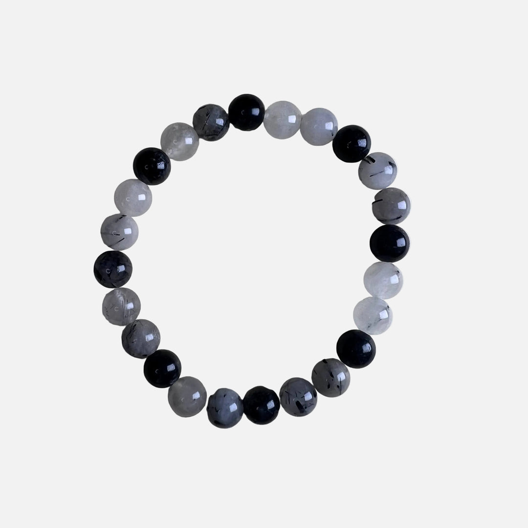Tourmalinated Quartz Bracelet: Round Beads 8mm