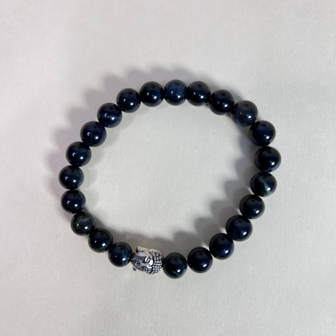 Blue Tiger’s Eye & Buddha Bracelet – Calm Mind, Confidence & Grounding