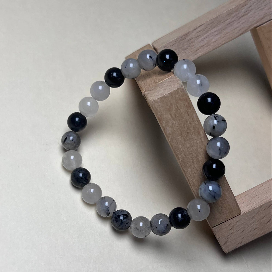 Tourmalinated Quartz Bracelet: Round Beads 8mm