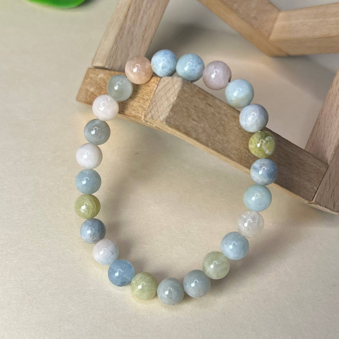 Morganite Bracelet: Round Beads 8mm