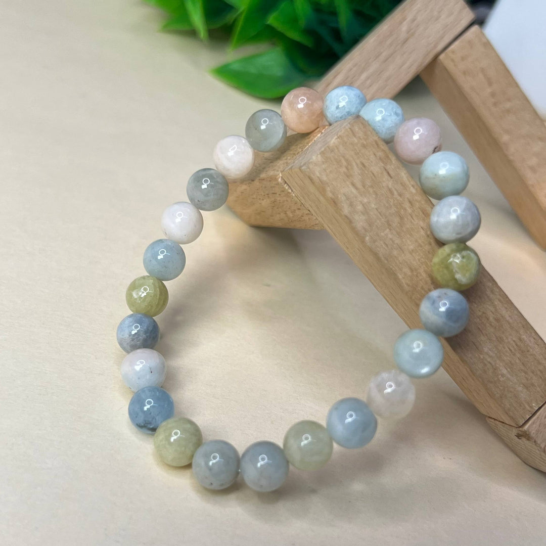 Morganite Bracelet: Round Beads 8mm