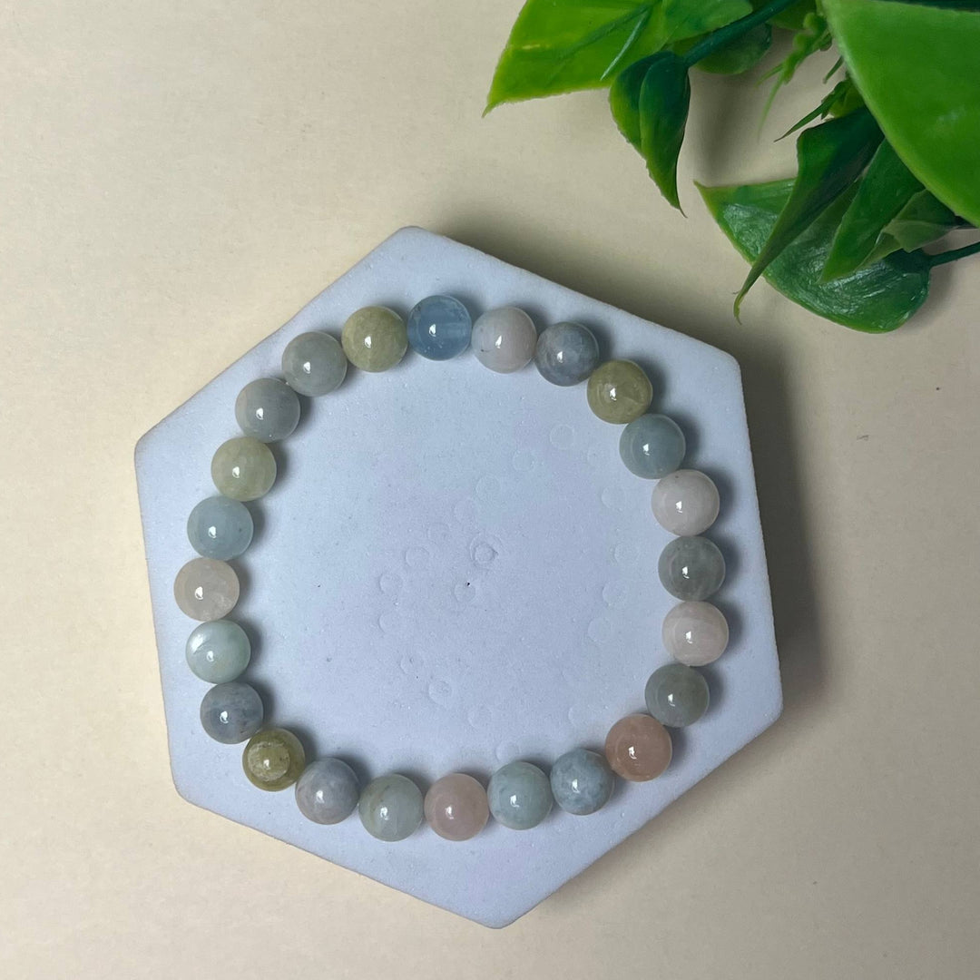 Morganite Bracelet: Round Beads 8mm