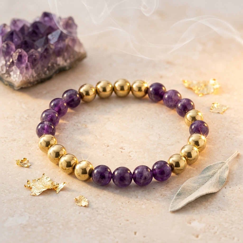 Royal Knight Bracelet - KKR Jersey edition (Auralite & Golden Pyrite)