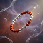 Load image into Gallery viewer, Royal Warrior Bracelet – PBKS Jersey Edition (Red Jasper &amp; Silver Pyrite)