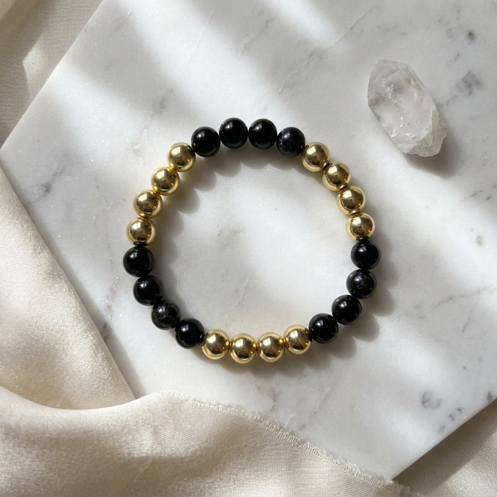 Titans Power Bracelet – GT Jersey Edition (Black Tourmaline & Golden Pyrite)