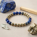 Load image into Gallery viewer, Champion Energy Bracelet – MI Jersey Edition (Lapis Lazuli &amp; Golden Pyrite)