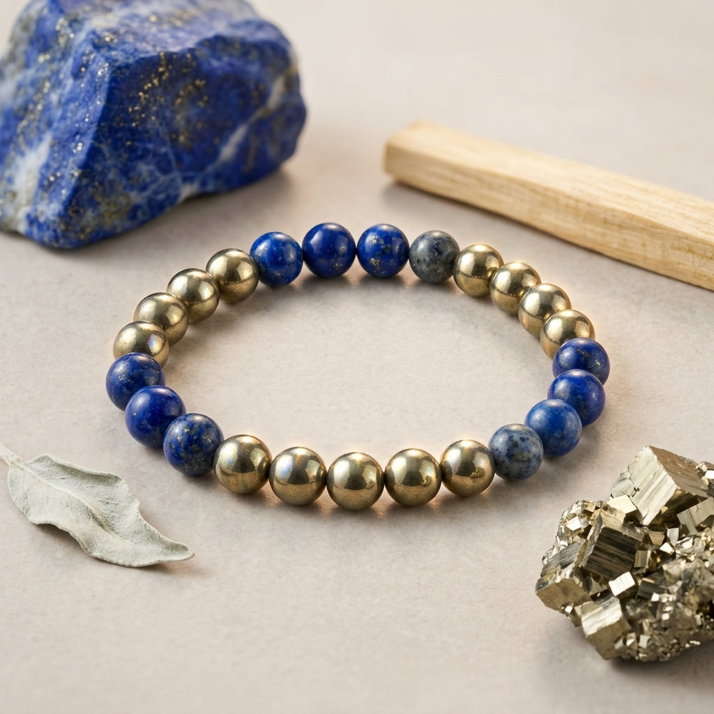 Champion Energy Bracelet – MI Jersey Edition (Lapis Lazuli & Golden Pyrite)