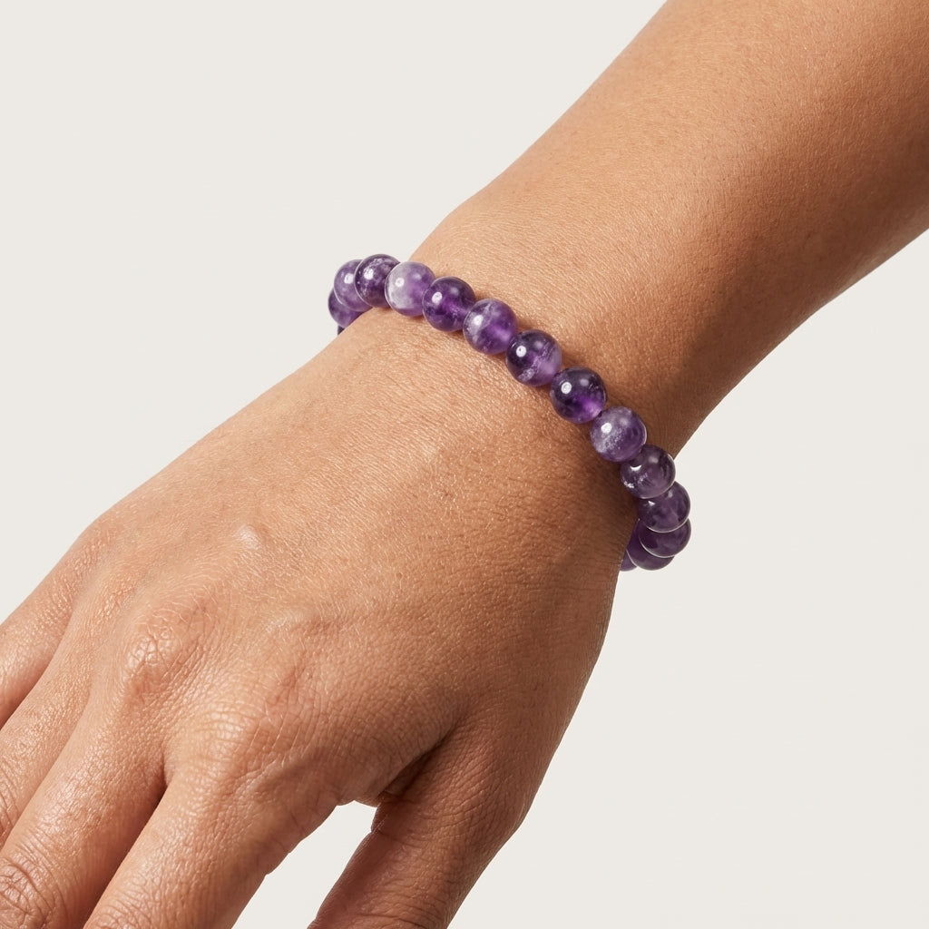 Amethyst Bracelet: Peace and Calm - Round Beads 8mm