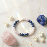 Load image into Gallery viewer, Royals Energy Bracelet – RR Jersey Edition (Rose Quartz &amp; Lapis Lazuli)