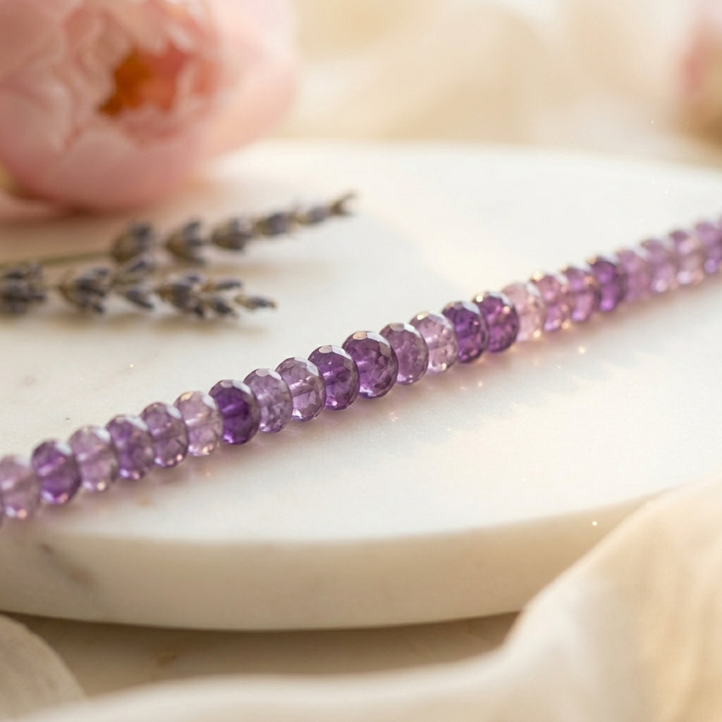 Amethyst Necklace: Oval Beads 1 Layer