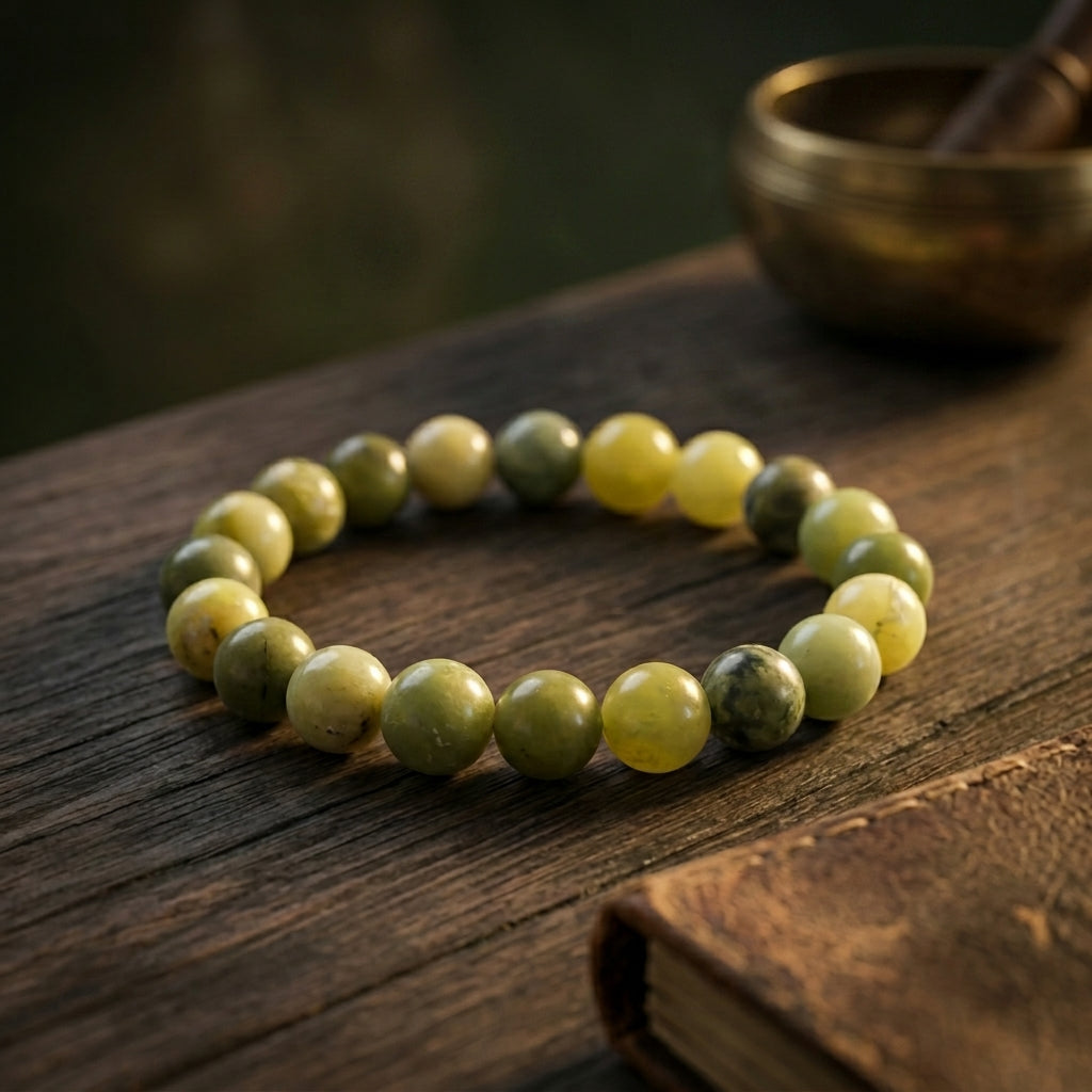 Green Jade Bracelet: Round Beads 8mm