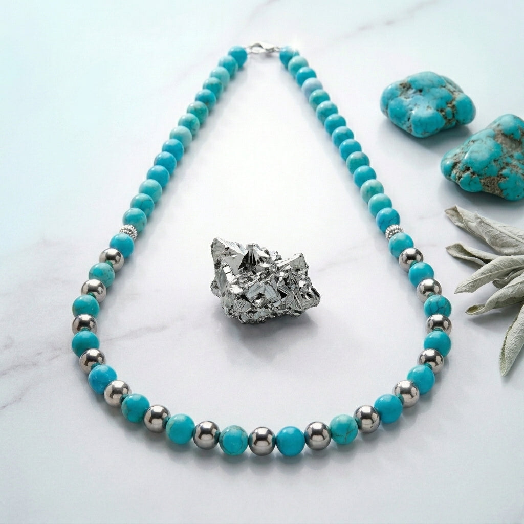 Turquoise & Hematite Daily Wear Necklace