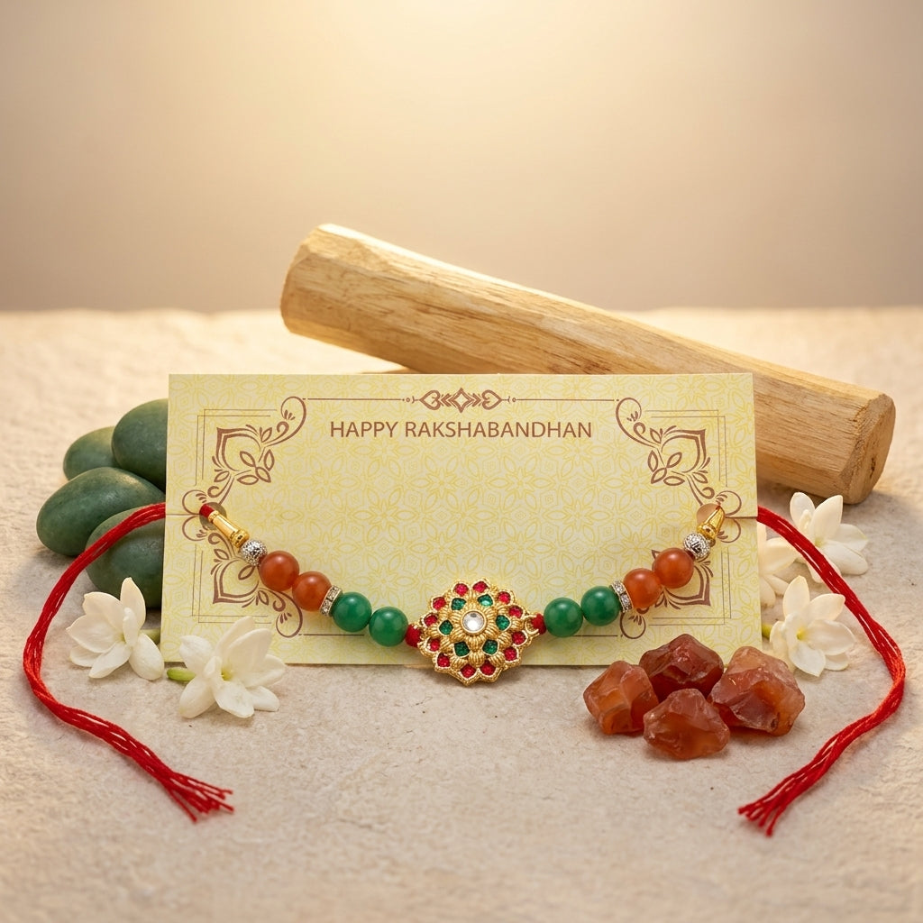 Red & Green Aventurine Rakhi