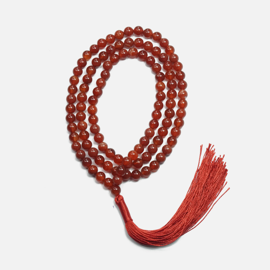 Red Carnelian Japamala: Creativity - Round Plain Beads 8mm