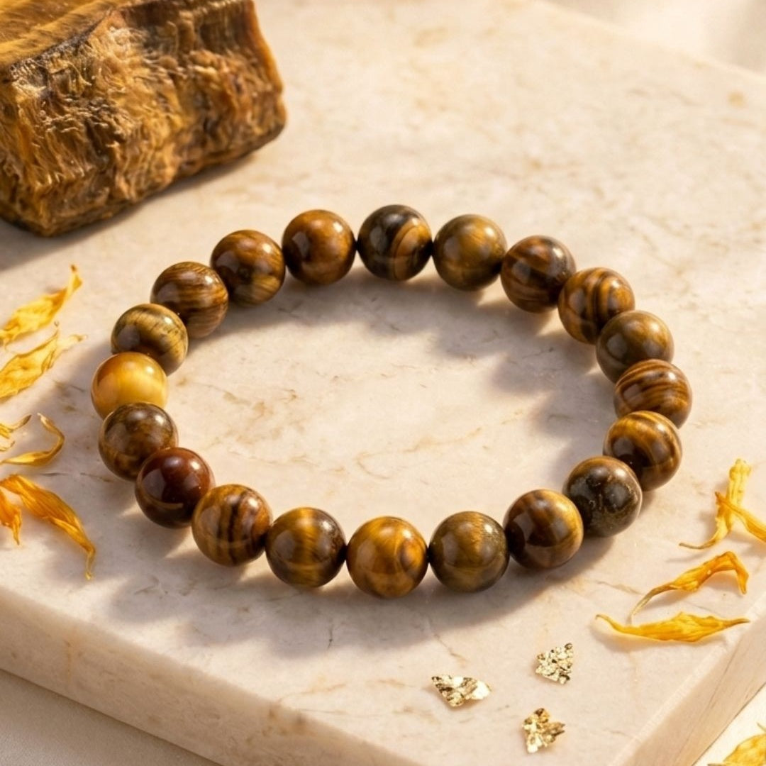 Tiger’s Eye Bracelet: Round Beads 8mm