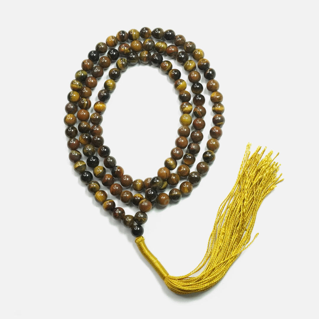 Tiger's Eye Japamala: Round Plain Beads  8mm