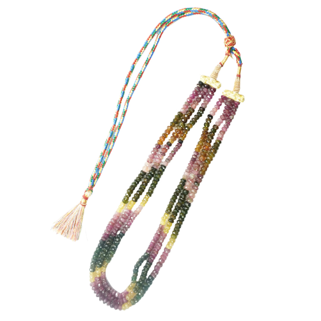 Tourmaline Multicolored Necklace: Oval Beads 3 Layer