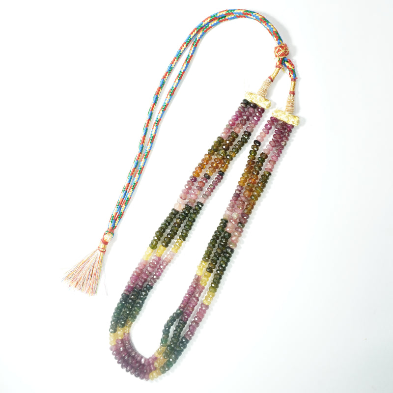 Tourmaline Multicolored Necklace: Oval Beads 3 Layer