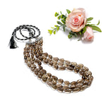 Smokey Quartz Drop Beads 3 Layer Necklace