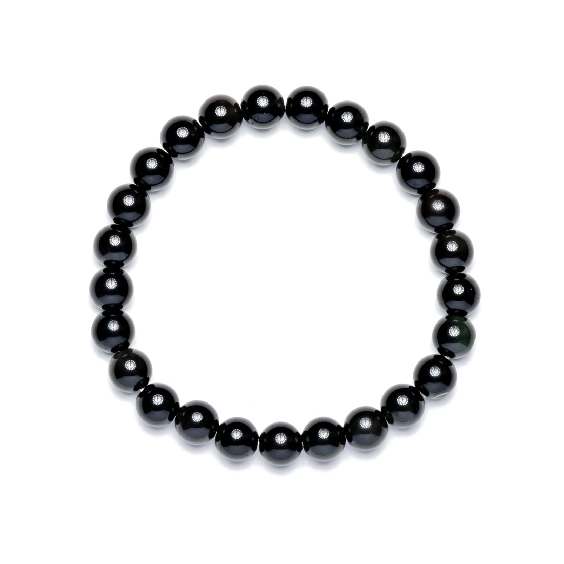 Obsidian Black Round Beads Bracelet