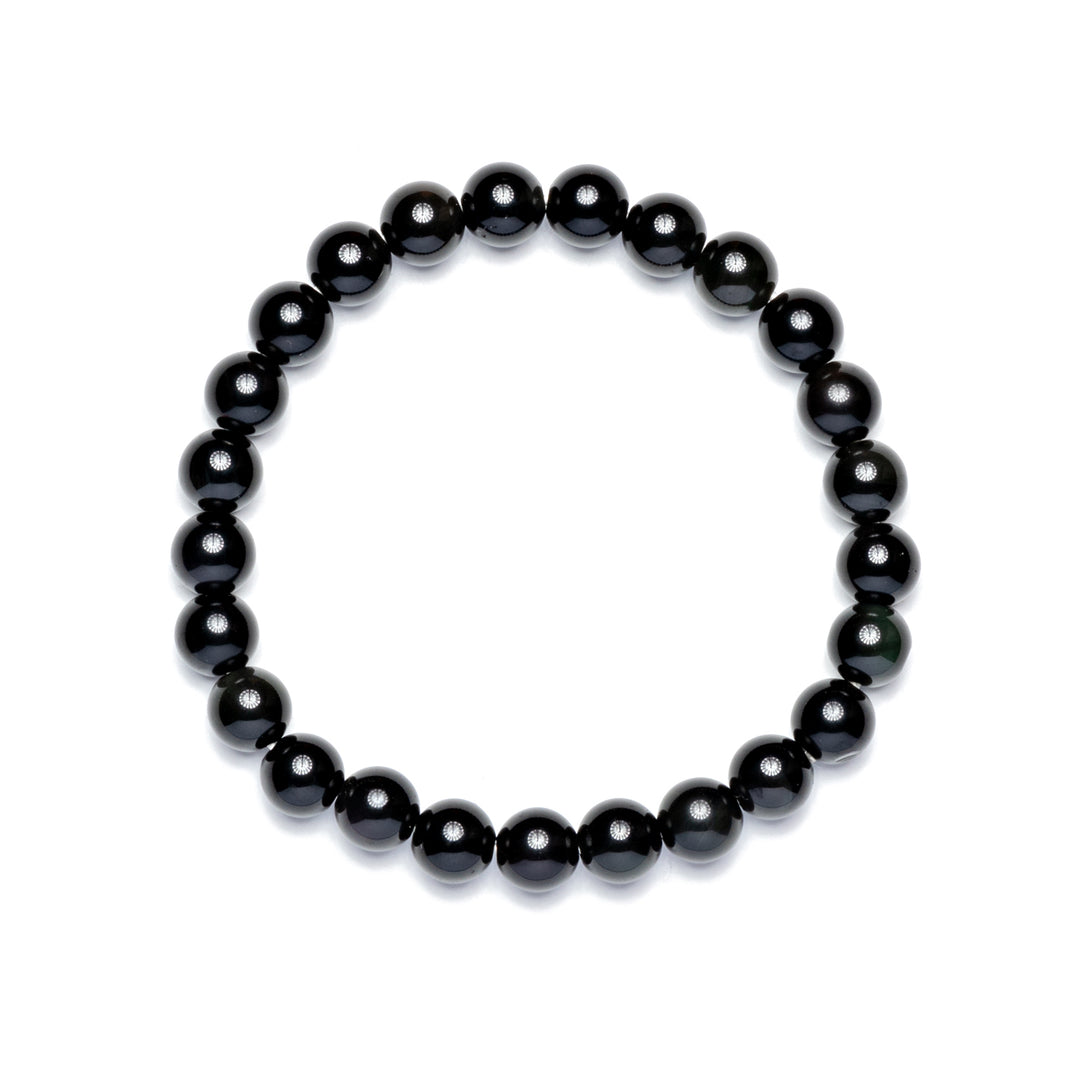 Black Obsidian Bracelet - Round Beads 8mm