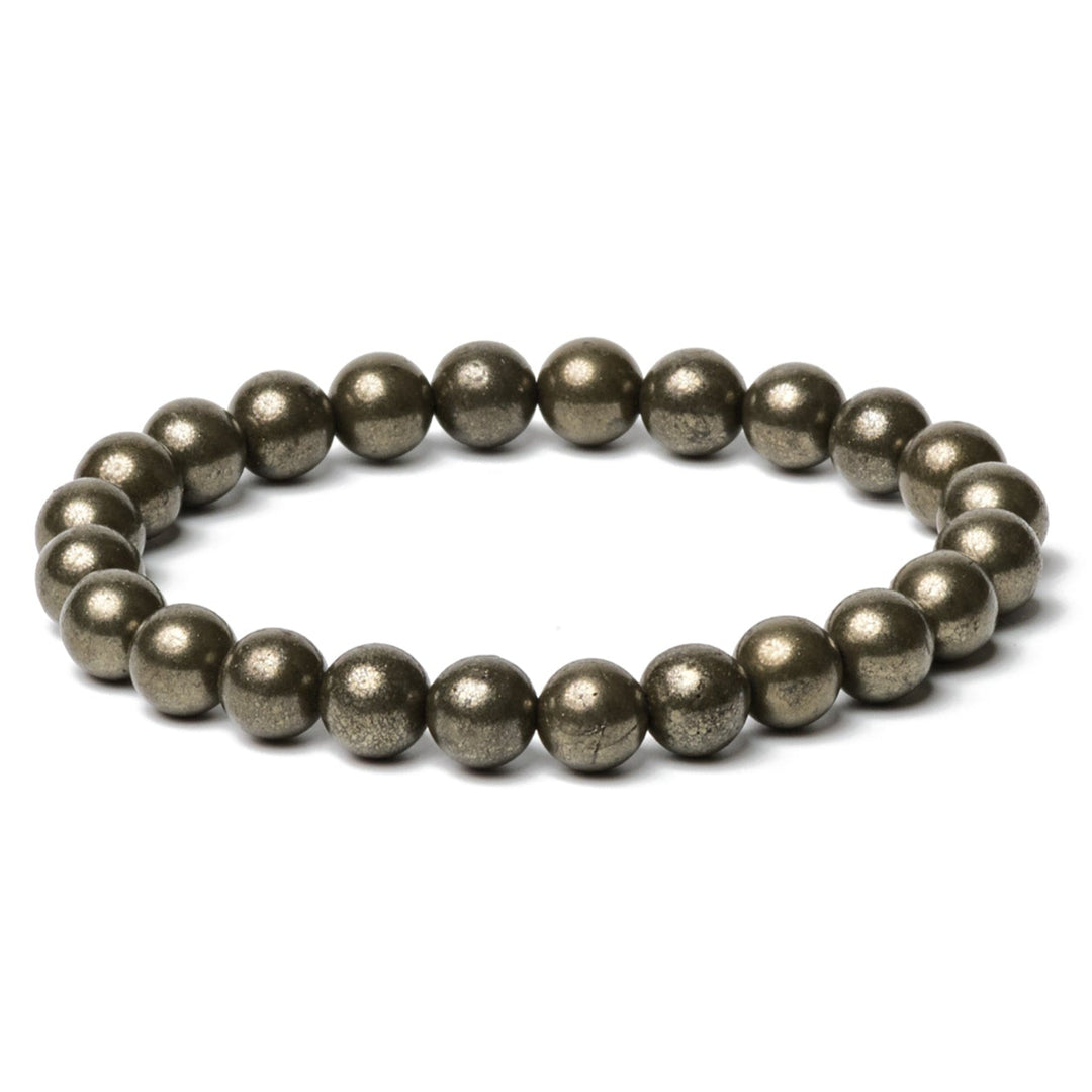 Pyrite Bracelet: Manifest Abundance - Round Beads 8mm