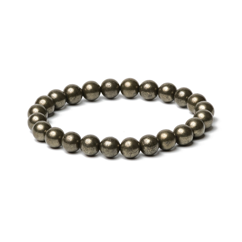 Pyrite Bracelet: Overcome Trauma - Round Beads 8mm