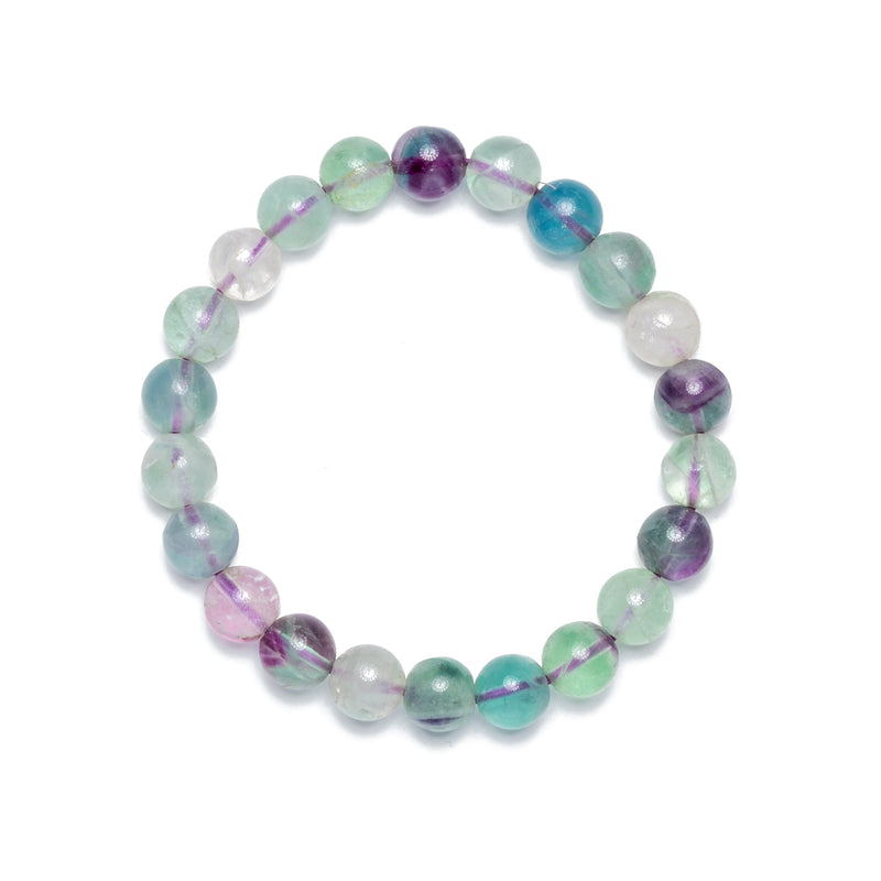 Fluorite Bracelet: Chakra Renewal - Round Beads 8mm