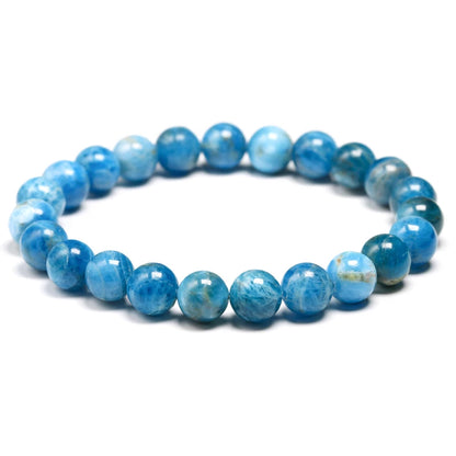 Blue Apatite Round Beads Bracelet