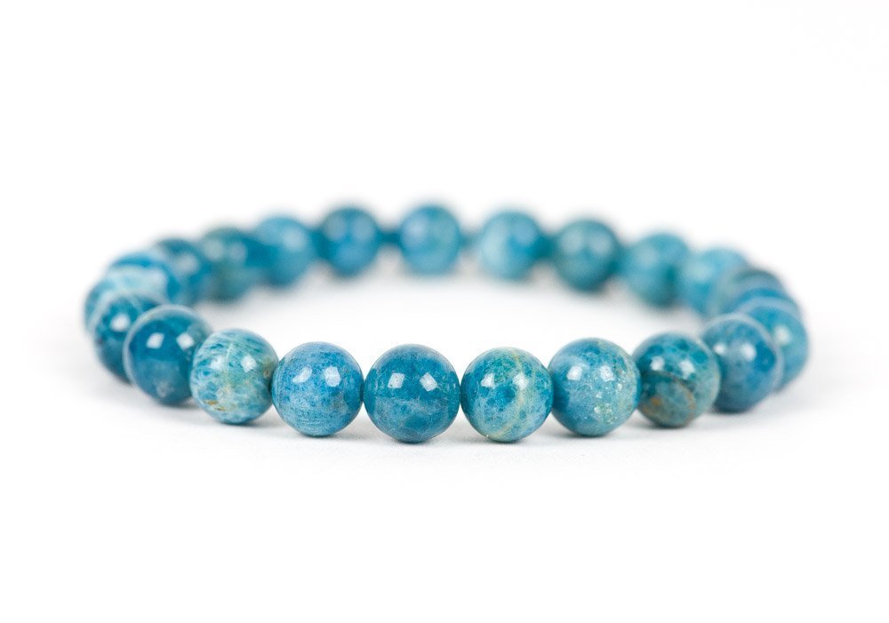 Blue Apatite Round Beads Bracelet