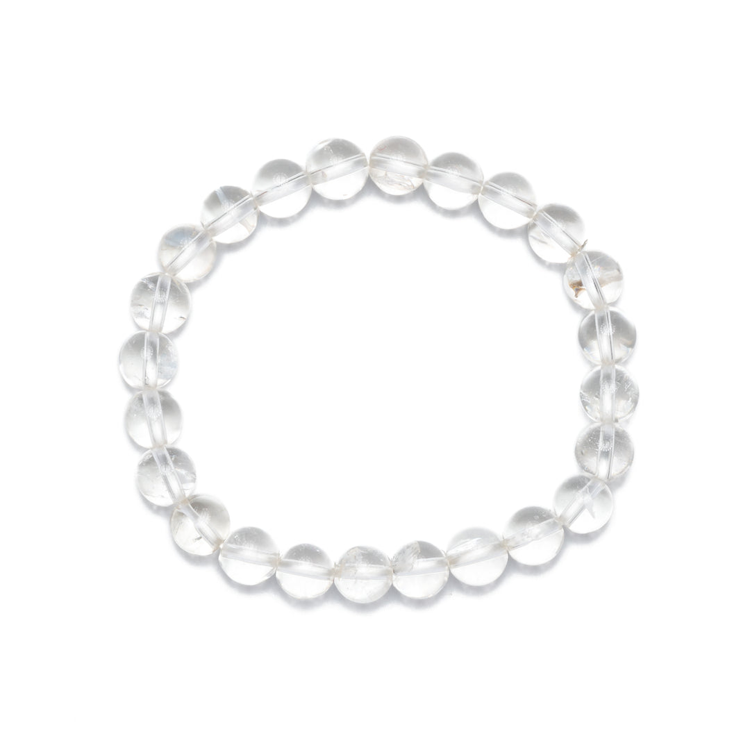 Clear Quartz (Spatika) Bracelet: Spiritual Awareness - Round Beads 8mm