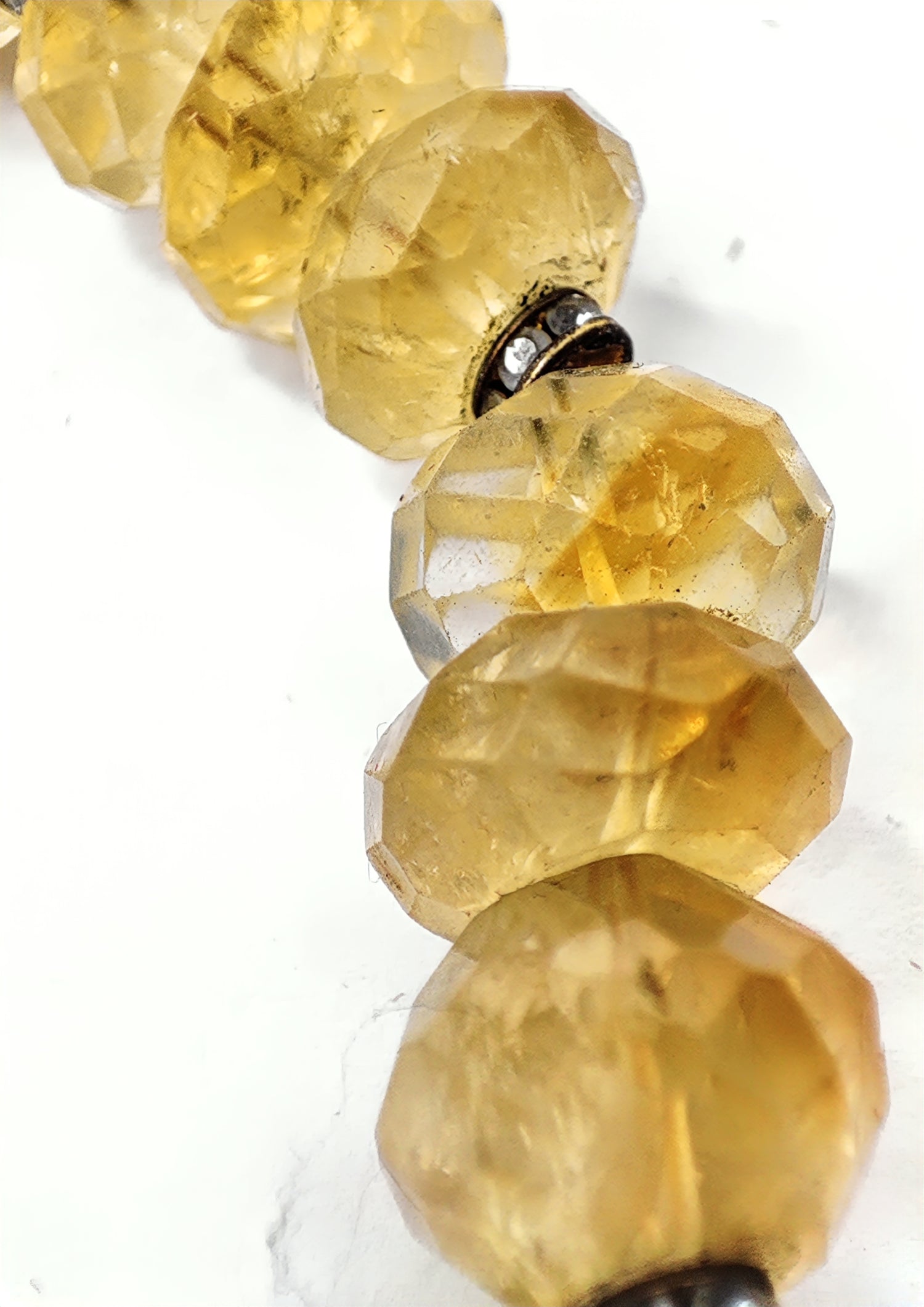 Citrine with Metal Beads (12mm) Necklace
