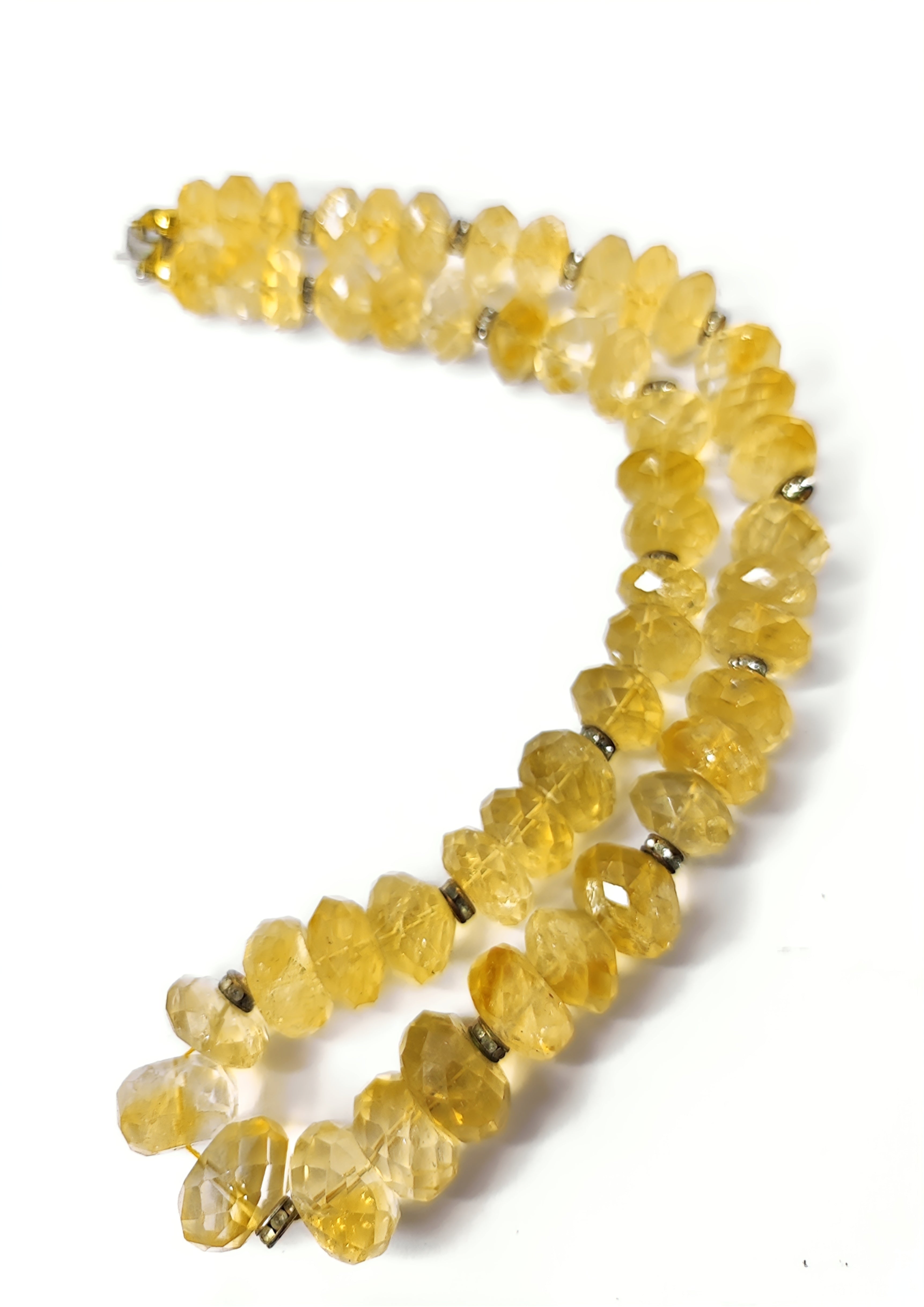 Citrine with Metal Beads (12mm) Necklace