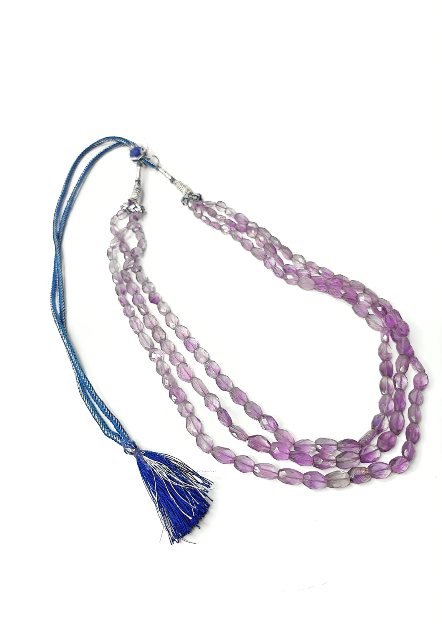 Amethyst Oval Beads Three Layered Necklace