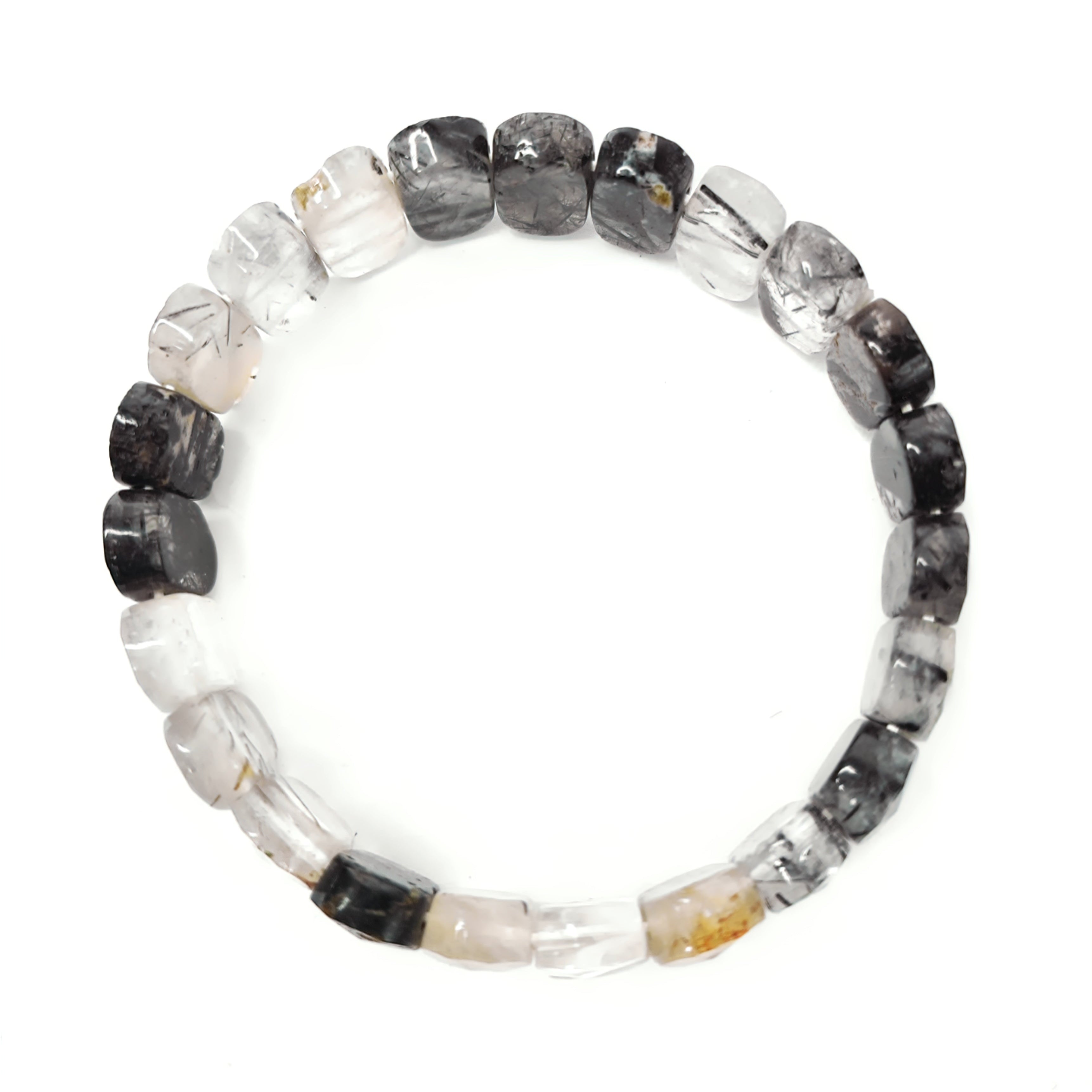 Tourmalinated Quartz Oval Beads Bracelet