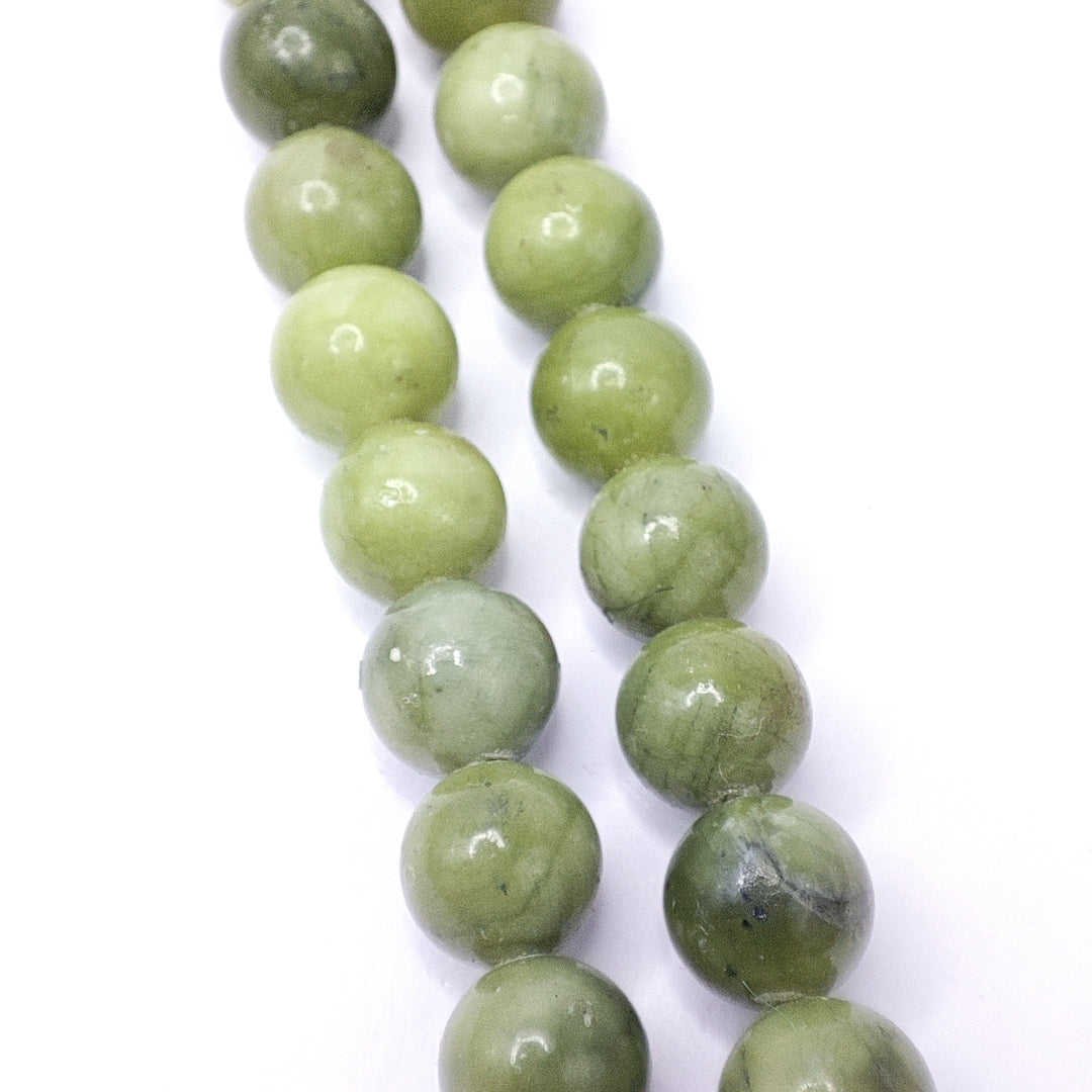 Nephrite Jade Japamala: Round Plain Beads  8mm