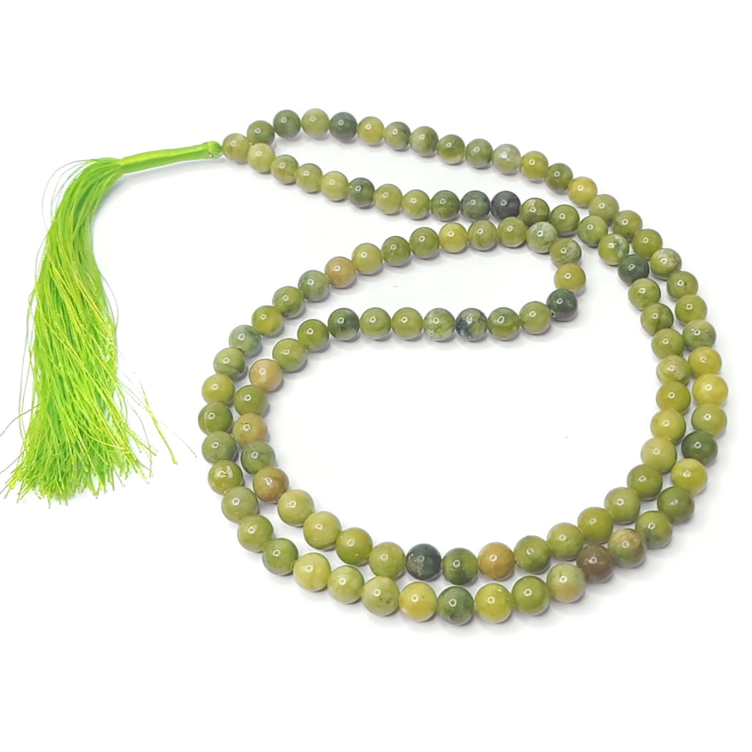 Nephrite Jade Japamala: Round Plain Beads  8mm