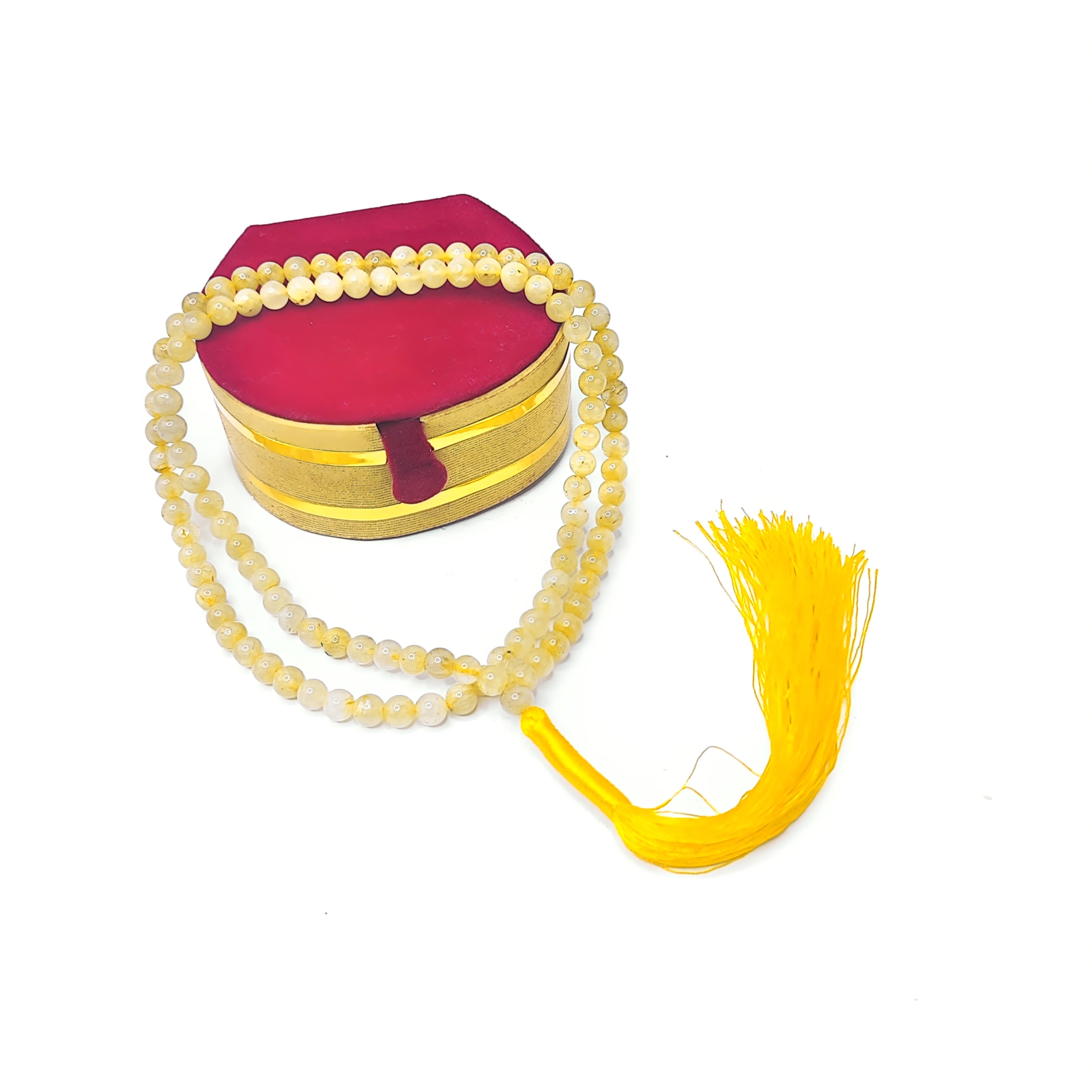 Golden Rutile Round Plain Beads Japamala 6mm