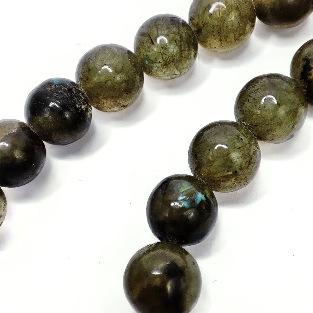 Labradorite Japamala: Round Plain Beads 8mm