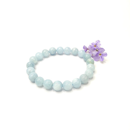 Aquamarine Round Beads Bracelet (10mm)